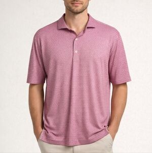 Turtleson BB Logo Pink Fruit Slice Print Golf Polo Moisture Wicking Size Large